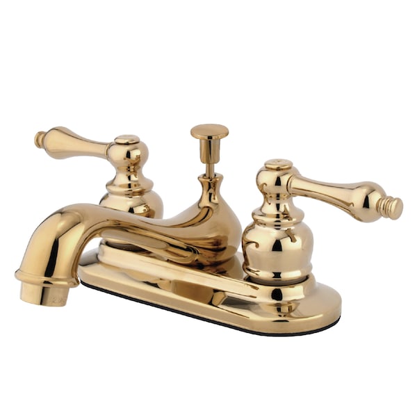 Restoration, 4" Centerset Bathroom Faucet, Polished Brass
